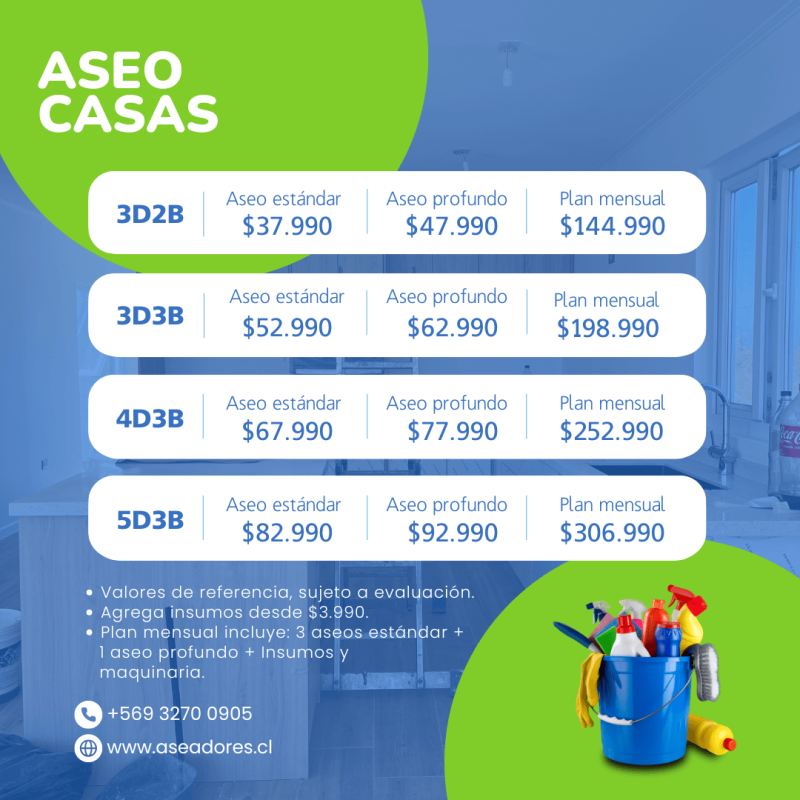 Valores Casas - Aseadores.cl